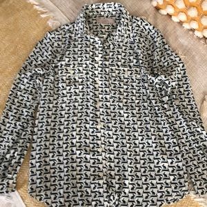 Forest green bunny print dress shirt